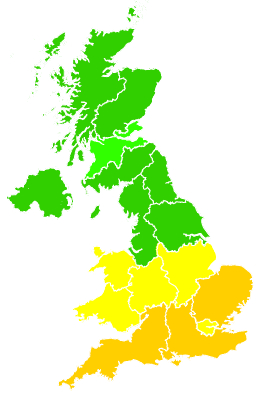 Click on a region for air pollution levels for 07/06/2004