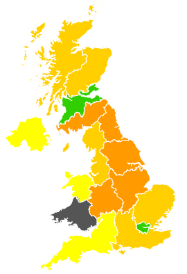 Click on a region for air pollution levels for 07/07/1991