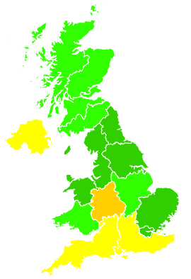 Click on a region for air pollution levels for 07/07/1992