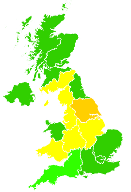 Click on a region for air pollution levels for 07/07/1994