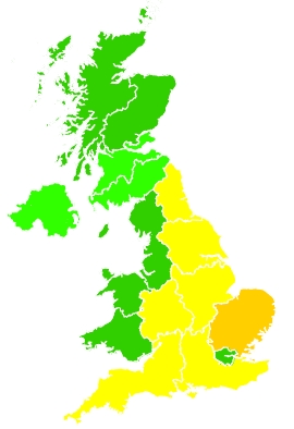 Click on a region for air pollution levels for 07/07/2023