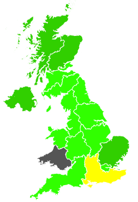 Click on a region for air pollution levels for 07/08/1987