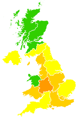 Click on a region for air pollution levels for 07/08/1997