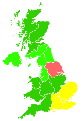 Click on a region for air pollution levels for 07/08/1998