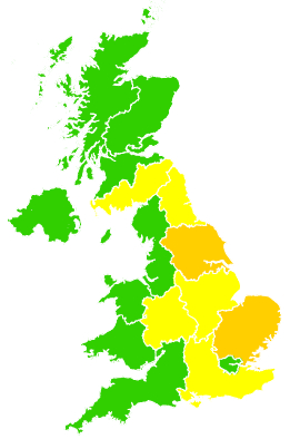 Click on a region for air pollution levels for 07/08/1999