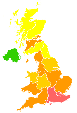 Click on a region for air pollution levels for 07/08/2003