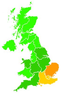 Click on a region for air pollution levels for 07/08/2020