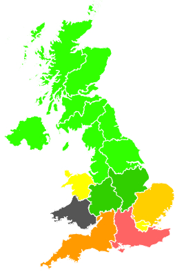 Click on a region for air pollution levels for 07/09/1989