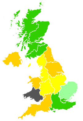 Click on a region for air pollution levels for 07/09/1991