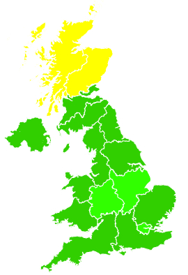Click on a region for air pollution levels for 07/09/1995