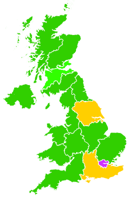 Click on a region for air pollution levels for 07/09/1999