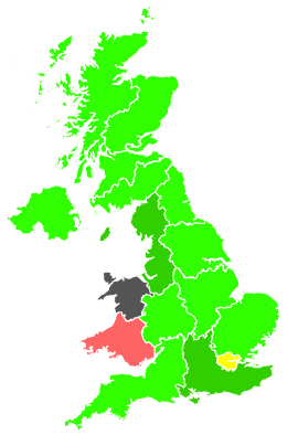 Click on a region for air pollution levels for 07/09/2000