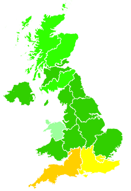 Click on a region for air pollution levels for 07/09/2004