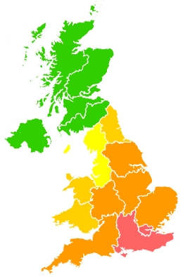 Click on a region for air pollution levels for 07/09/2023