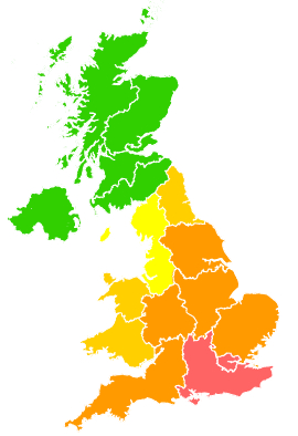 Click on a region for air pollution levels for 07/09/2023