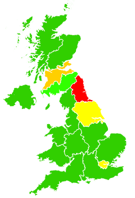 Click on a region for air pollution levels for 07/10/2005