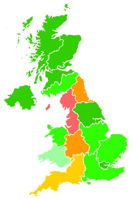 Click on a region for air pollution levels for 07/11/1993