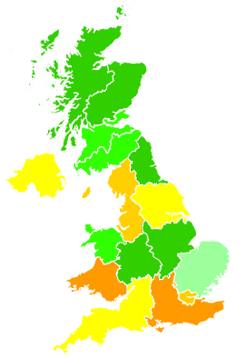 Click on a region for air pollution levels for 07/11/1995