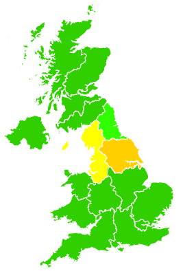 Click on a region for air pollution levels for 07/11/1998