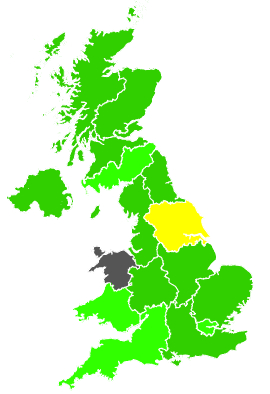 Click on a region for air pollution levels for 07/11/2000