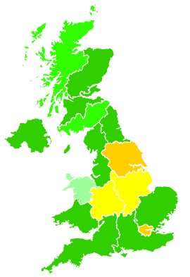 Click on a region for air pollution levels for 07/11/2003