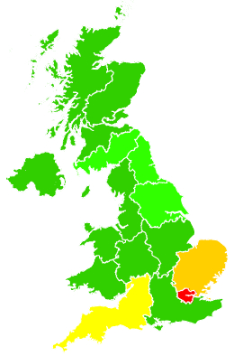 Click on a region for air pollution levels for 07/11/2004