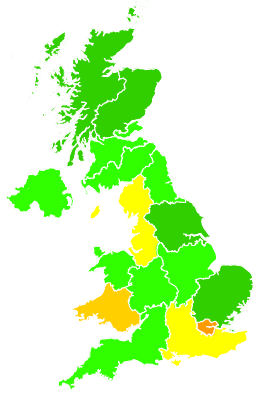 Click on a region for air pollution levels for 07/11/2006