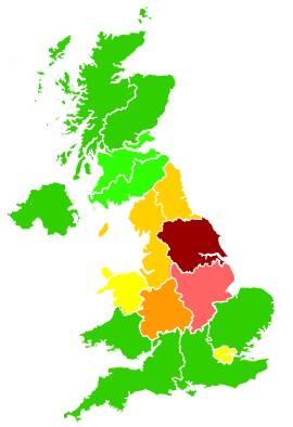 Click on a region for air pollution levels for 07/11/2020