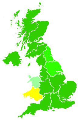 Click on a region for air pollution levels for 07/11/2022