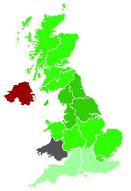 Click on a region for air pollution levels for 07/12/1989