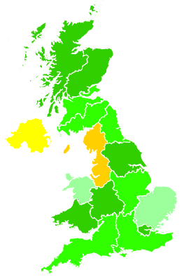 Click on a region for air pollution levels for 07/12/1995