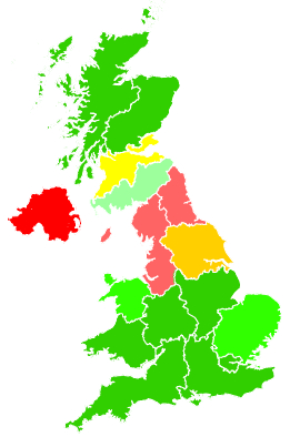 Click on a region for air pollution levels for 07/12/1996