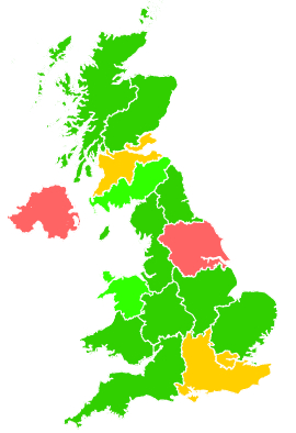 Click on a region for air pollution levels for 07/12/1998