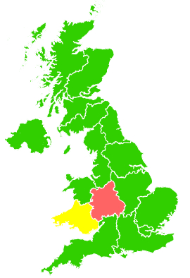 Click on a region for air pollution levels for 07/12/2006