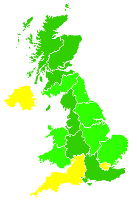 Click on a region for air pollution levels for 07/12/2008