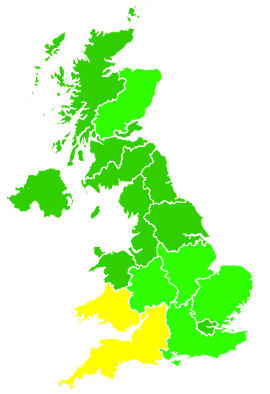 Click on a region for air pollution levels for 07/12/2013