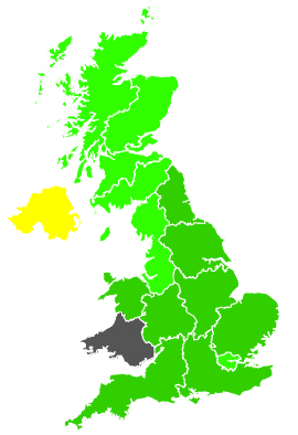 Click on a region for air pollution levels for 08/03/1991