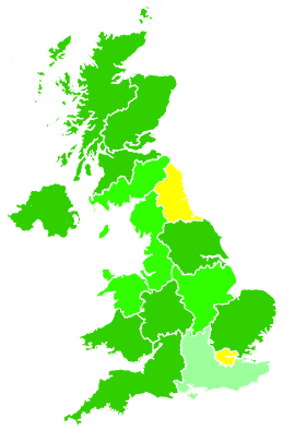 Click on a region for air pollution levels for 08/03/1993