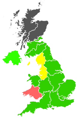 Click on a region for air pollution levels for 08/03/1998