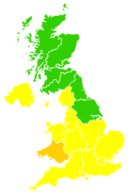 Click on a region for air pollution levels for 08/04/2007