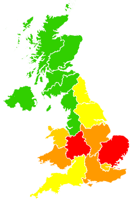 Click on a region for air pollution levels for 08/04/2019