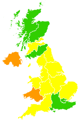 Click on a region for air pollution levels for 08/05/1994