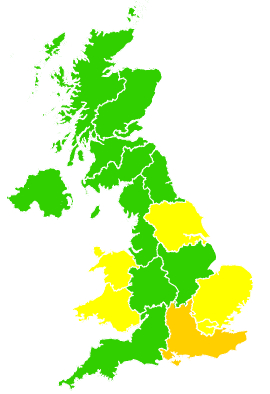 Click on a region for air pollution levels for 08/05/1998