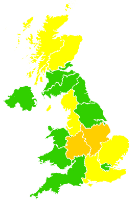 Click on a region for air pollution levels for 08/05/2009