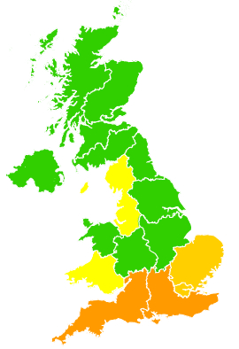 Click on a region for air pollution levels for 08/05/2020