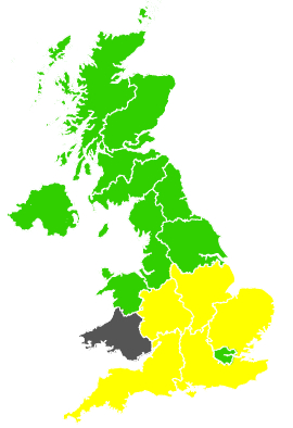 Click on a region for air pollution levels for 08/06/1991