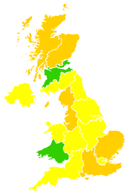 Click on a region for air pollution levels for 08/06/1992
