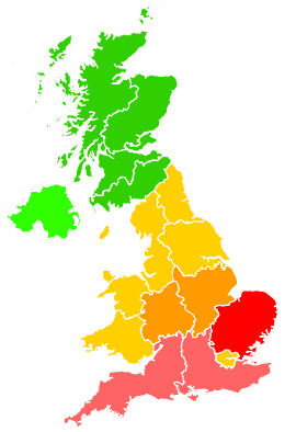 Click on a region for air pollution levels for 08/06/1993