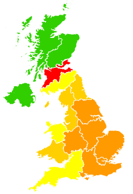 Click on a region for air pollution levels for 08/06/2004