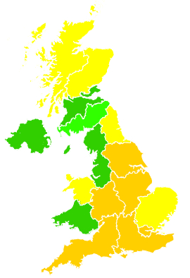 Click on a region for air pollution levels for 08/06/2008